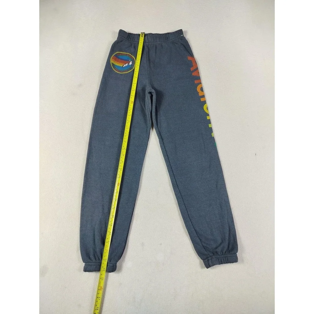 Aviator Nation Venice Sweatpants Youth 12 Gray Fleece Jogger Rainbow Logo